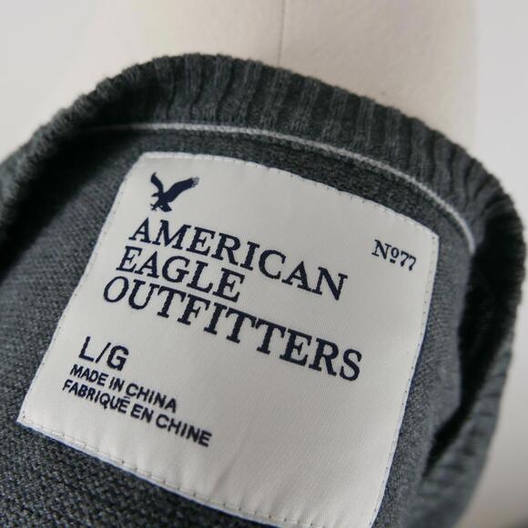 American Eagle Mens V Neck Solid Dark Gray Sweater Large - Picture 9 of 10